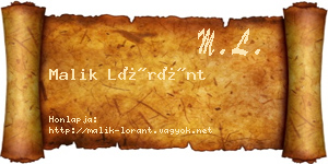 Malik Lóránt névjegykártya